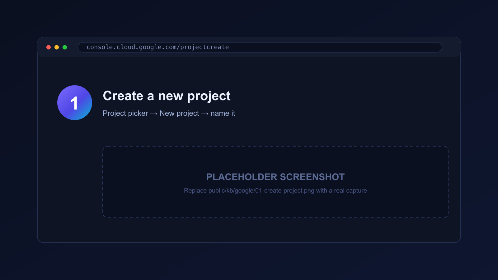 Google Cloud Console — create a new project