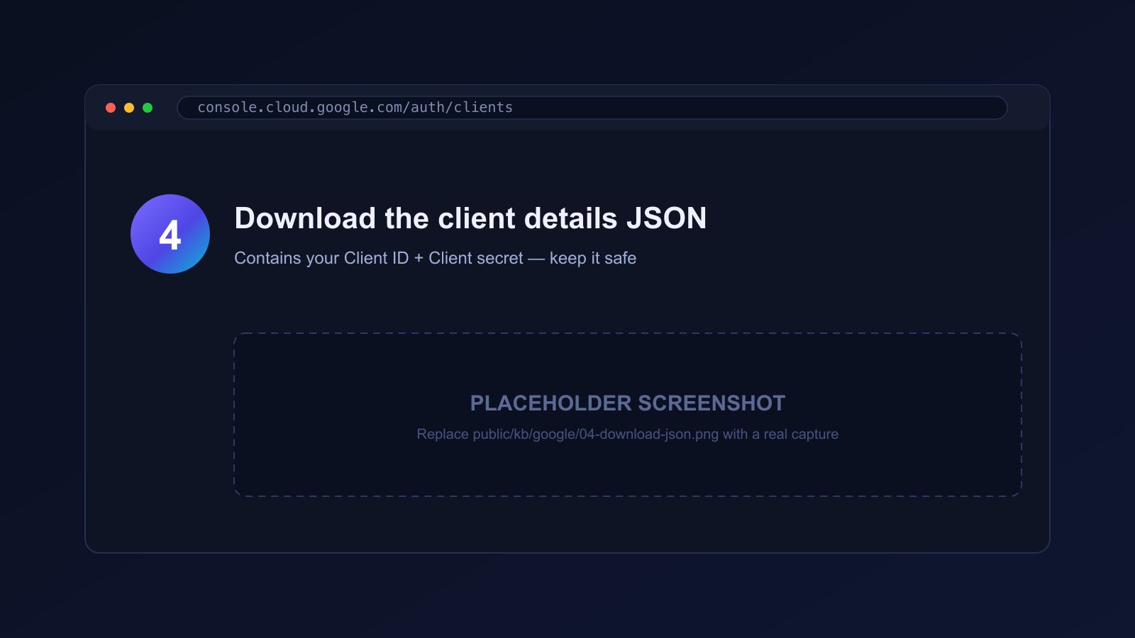 Download the OAuth client details JSON