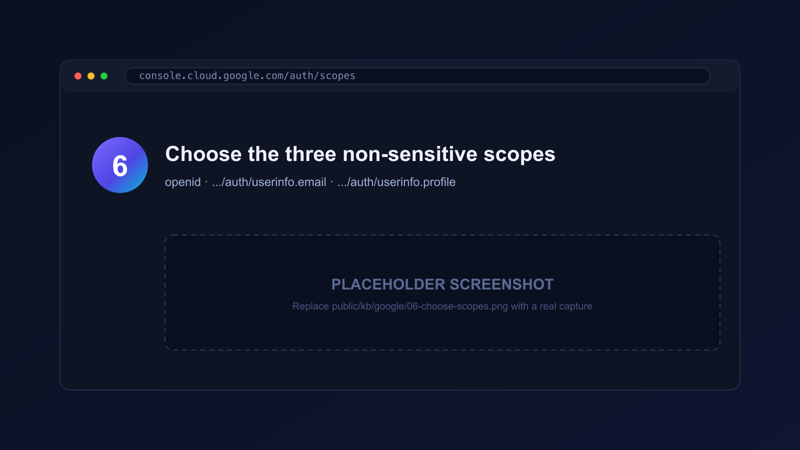 Update selected scopes — openid, userinfo.email and userinfo.profile ticked